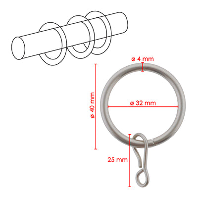 ANELLI TENDA Ø40MM 8PZ NICHEL SATINATO