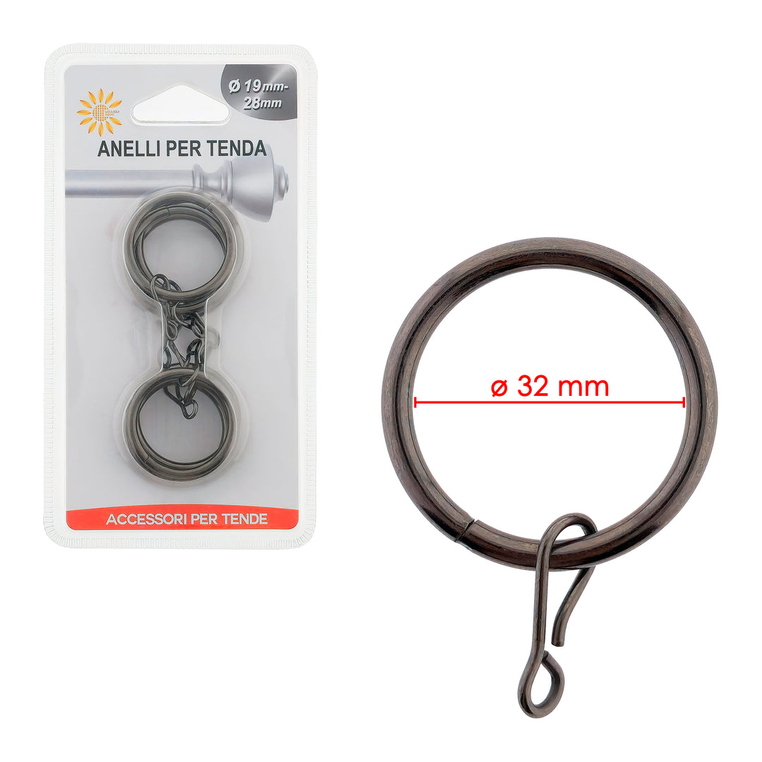ANELLI TENDA Ø40MM 8PZ NICHEL NERO