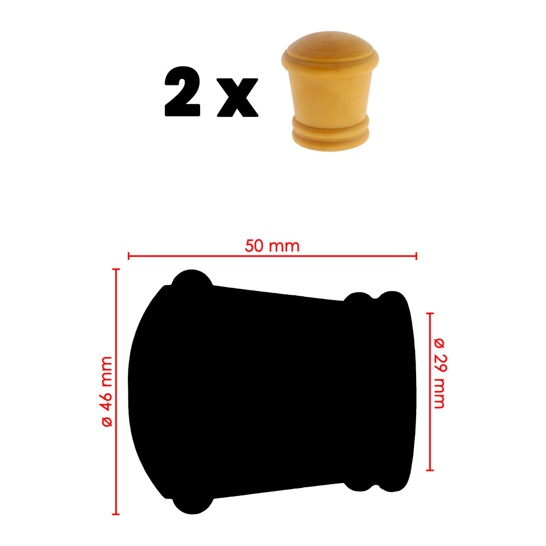 30649 TERMINALE A CONO IN LEGNO 2PZ Ø28MM NATURALE
