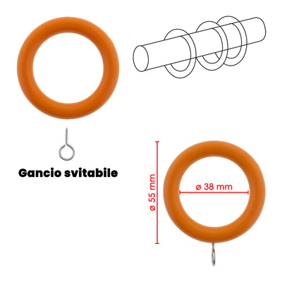 30681 ANELLI TENDA IN LEGNO Ø55MM 10PZ CILIEGIO