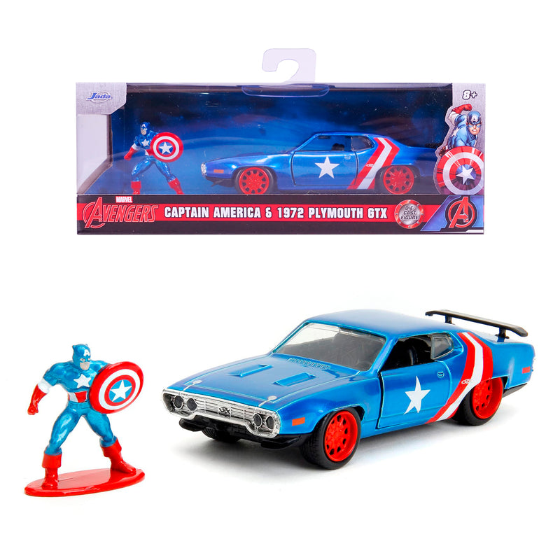 CAPTAIN AMERICA E 1972 PLYMOUTH GTX 1:32 IN DIE CAST