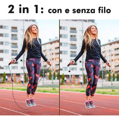 CORDA DA SALTO PROFESSIONALE 2 IN 1 CON E SENZA FILO