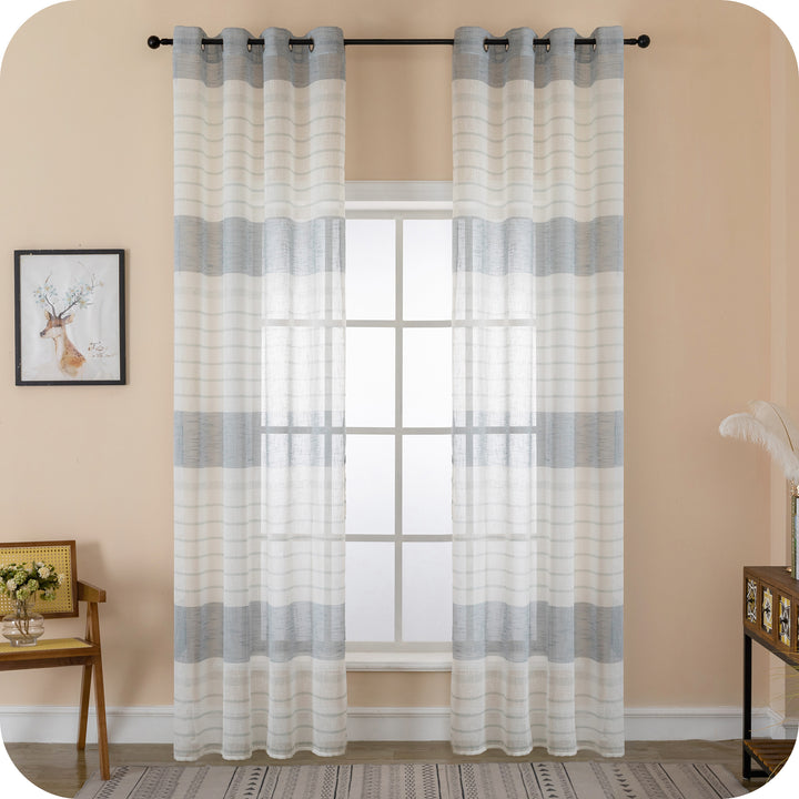TENDA FILTRANTE EFFETTO LINO A RIGHE ORIZZONTALI 1 PANNELLO 140X275CM ARDESIA