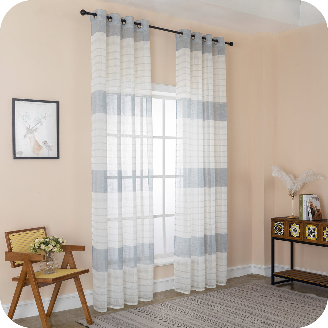 TENDA FILTRANTE EFFETTO LINO A RIGHE ORIZZONTALI 1 PANNELLO 140X275CM ARDESIA