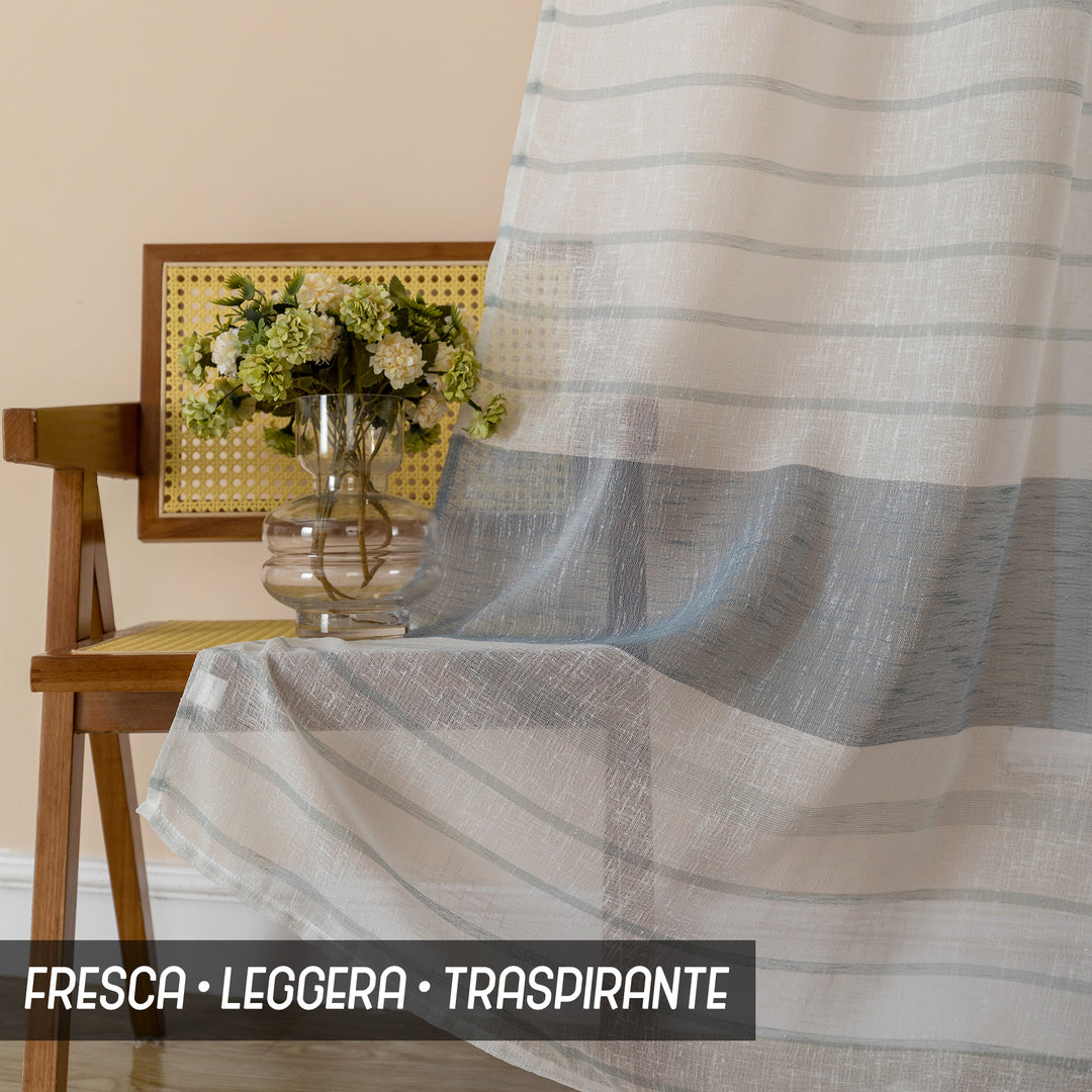 TENDA FILTRANTE EFFETTO LINO A RIGHE ORIZZONTALI 1 PANNELLO 140X275CM ARDESIA