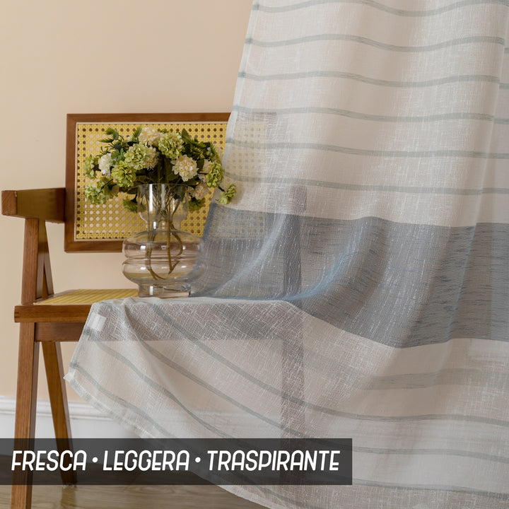 TENDA FILTRANTE EFFETTO LINO A RIGHE ORIZZONTALI 1 PANNELLO 140X275CM ARDESIA