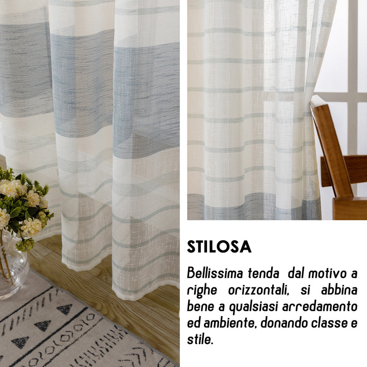TENDA FILTRANTE EFFETTO LINO A RIGHE ORIZZONTALI 1 PANNELLO 140X275CM ARDESIA