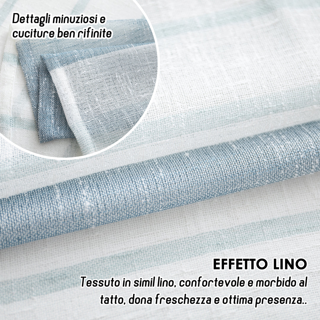 Heimtexland® Tenda Con Occhielli Effetto Lino 245x140 Cm – Righe Orizzontali, Semi-trasparente, Certificata Ökotex - 4