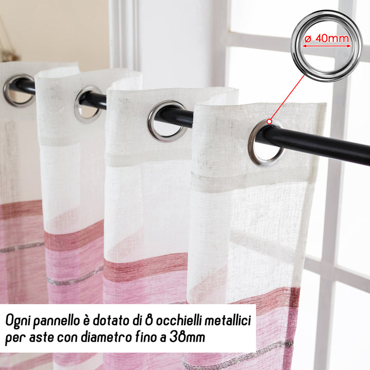 TENDA FILTRANTE EFFETTO LINO A RIGHE ORIZZONTALI 1 PANNELLO 140X285CM