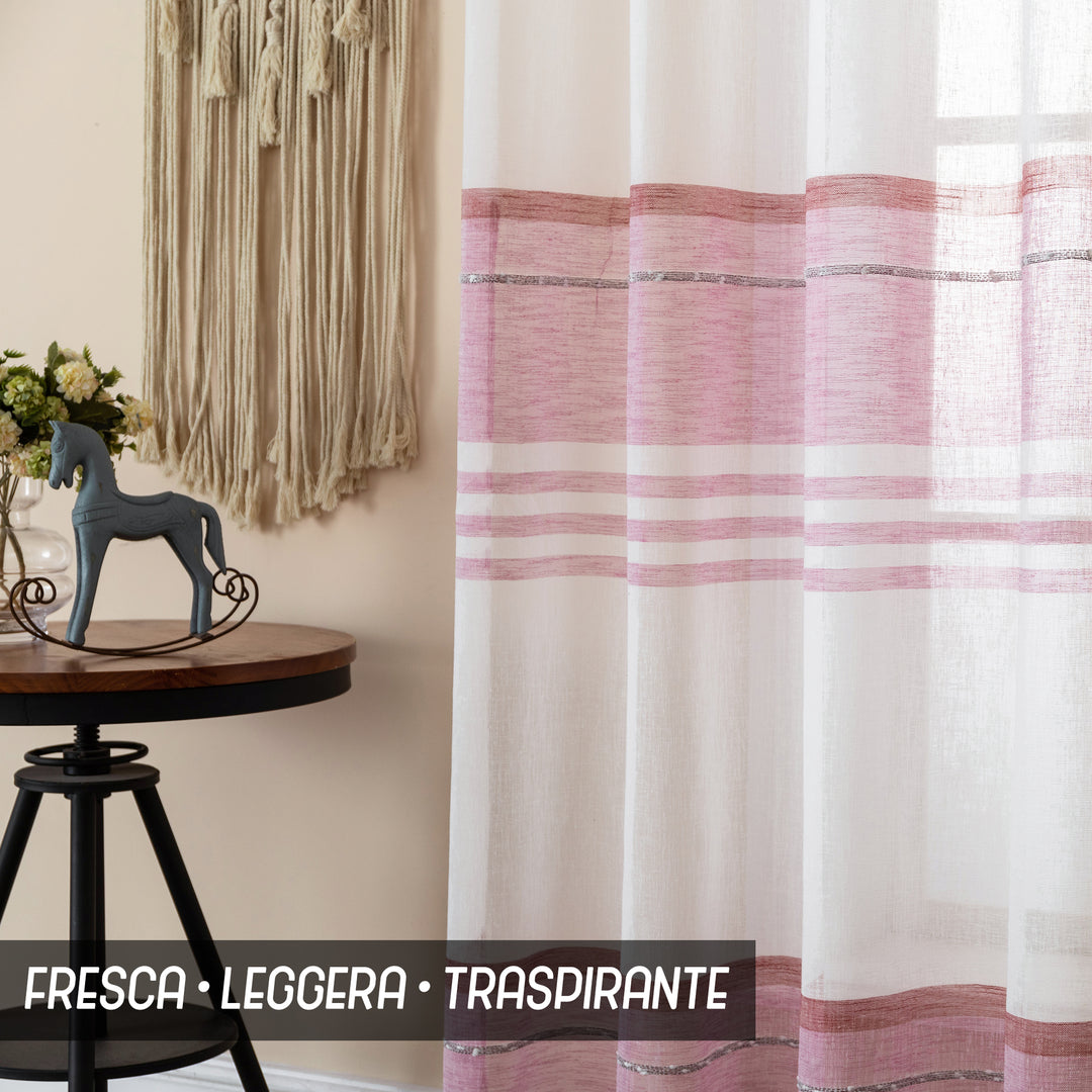 TENDA FILTRANTE EFFETTO LINO A RIGHE ORIZZONTALI 1 PANNELLO 140X285CM