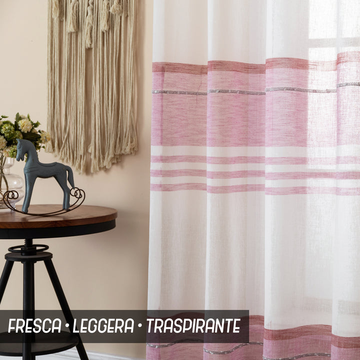 TENDA FILTRANTE EFFETTO LINO A RIGHE ORIZZONTALI 1 PANNELLO 140X285CM