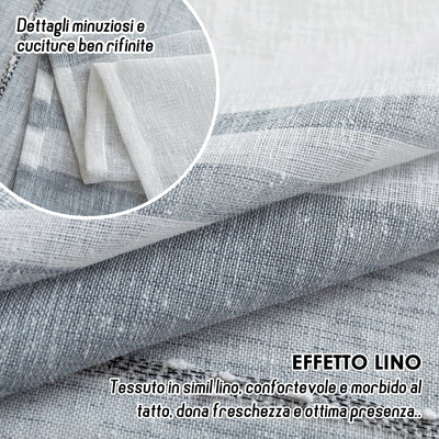 TENDA FILTRANTE EFFETTO LINO A RIGHE ORIZZONTALI 140X285CM GRIGIO