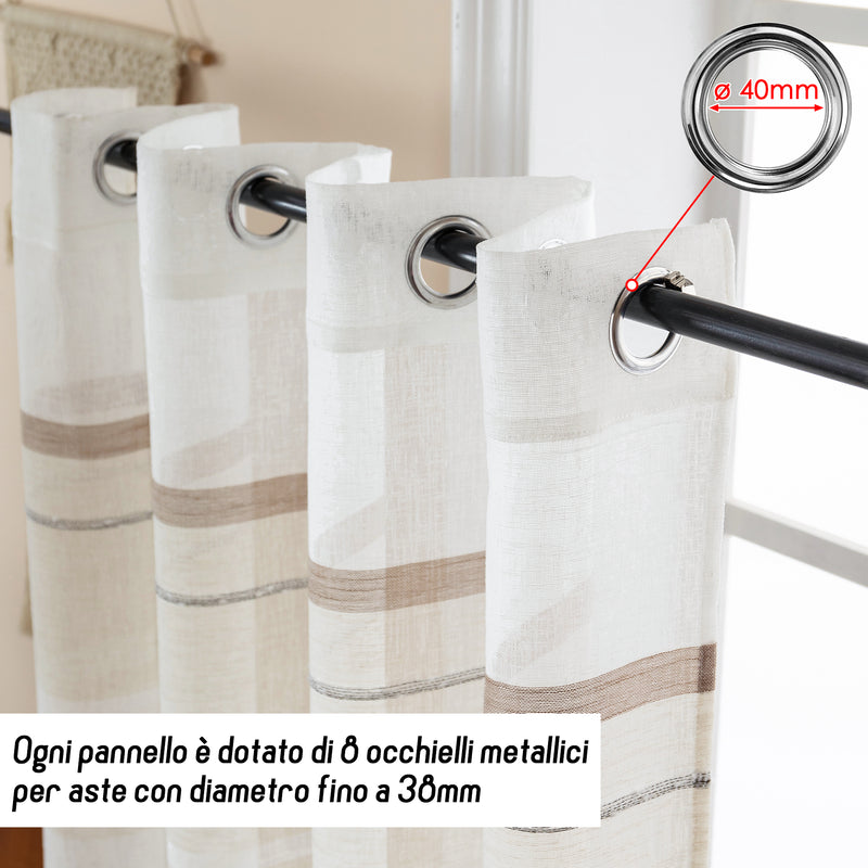 TENDA FILTRANTE EFFETTO LINO A RIGHE ORIZZONTALI 140X285CM BEIGE