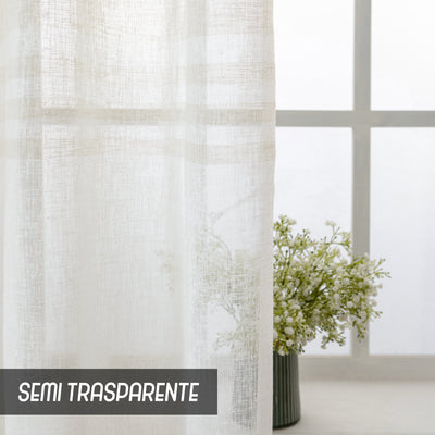 TENDA FILTRANTE EFFETTO LINO A RIGHE ORIZZONTALI 140X285CM BEIGE