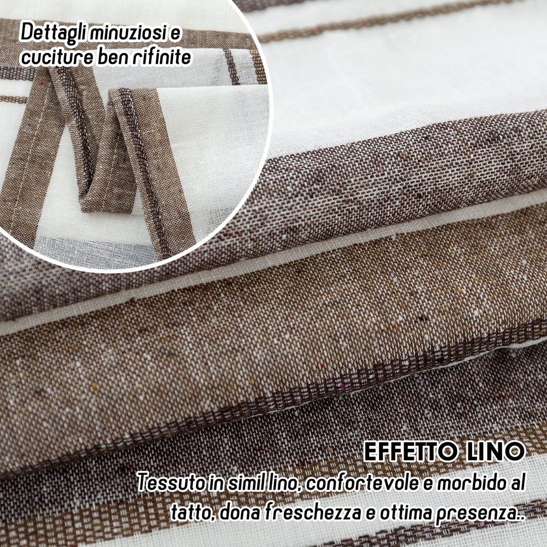 TENDA FILTRANTE EFFETTO LINO A RIGHE 1 PANNELLO 140X275CM CASTANO+MARRONE