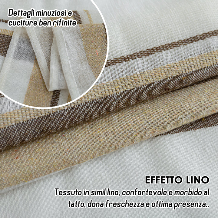 TENDA FILTRANTE EFFETTO LINO A RIGHE 1 PANNELLO 140X275CM GIALLO+MARRONE