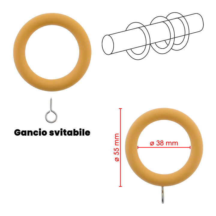 30679 ANELLI TENDA IN LEGNO Ø38MM 10PZ NATURALE