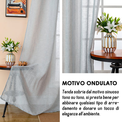 TENDA SEMI FILTRANTE SIMIL LINO MOTIVO ONDULATO 140X285CM GRIGIO