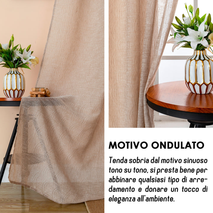 TENDA SEMI FILTRANTE SIMIL LINO MOTIVO ONDULATO 1 PANNELLO 140X285CM MAGGESE