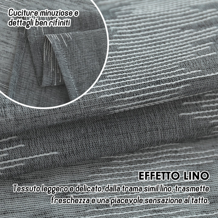 TENDA SEMI FILTRANTE SIMIL LINO MOTIVO A ZIG ZAG 1 PANNELLO 140X285CM GRIGIO