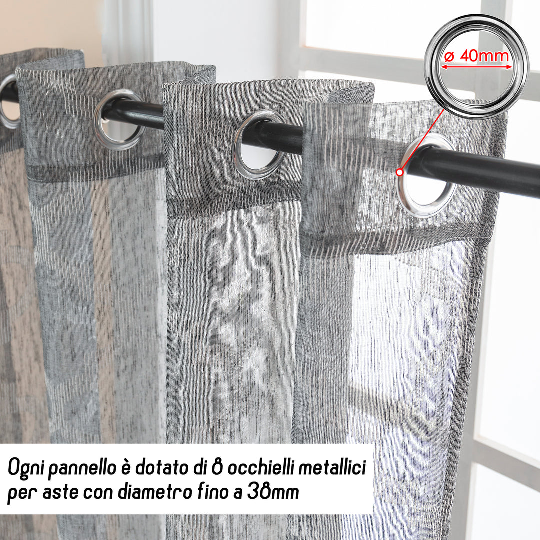 TENDA SEMI FILTRANTE SIMIL LINO FANTASIA ROMBICA 1 PANNELLO 140X280CM GRIGIO