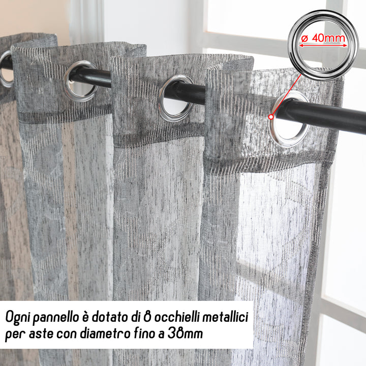 TENDA SEMI FILTRANTE SIMIL LINO FANTASIA ROMBICA 1 PANNELLO 140X280CM GRIGIO
