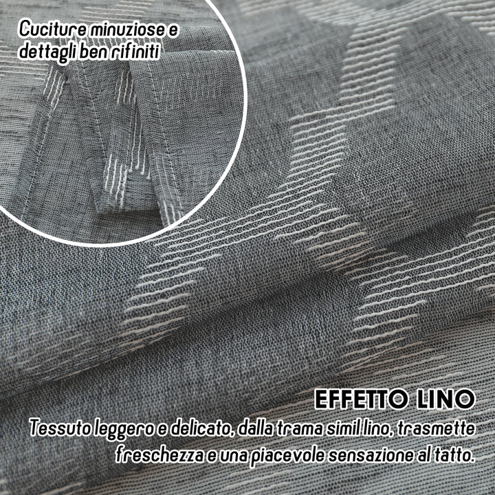 TENDA SEMI FILTRANTE SIMIL LINO FANTASIA ROMBICA 1 PANNELLO 140X280CM GRIGIO