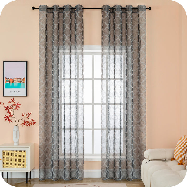 TENDA SEMI FILTRANTE SIMIL LINO FANTASIA ROMBICA 1 PANNELLO 140X280CM ANTRACITE