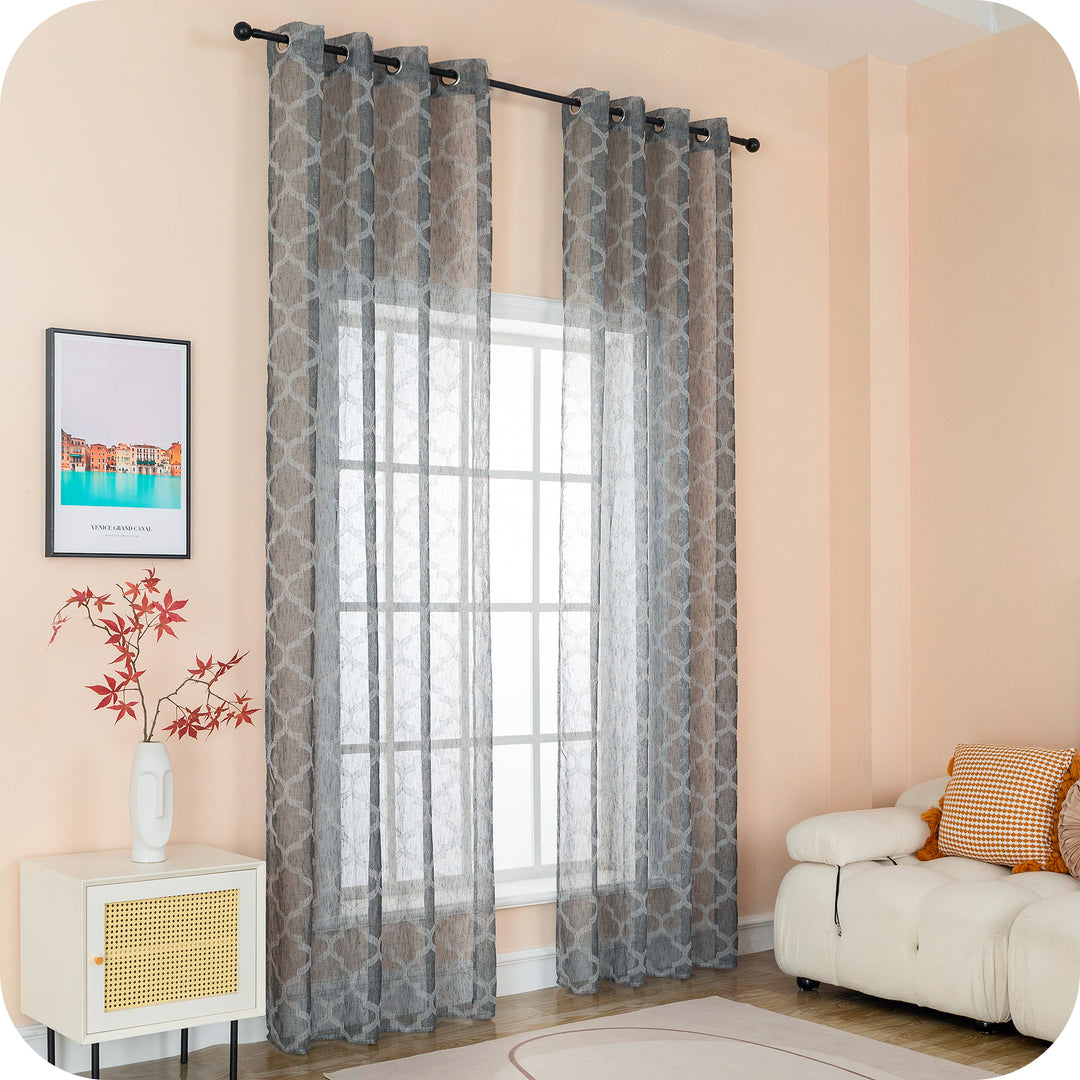 TENDA SEMI FILTRANTE SIMIL LINO FANTASIA ROMBICA 1 PANNELLO 140X280CM ANTRACITE