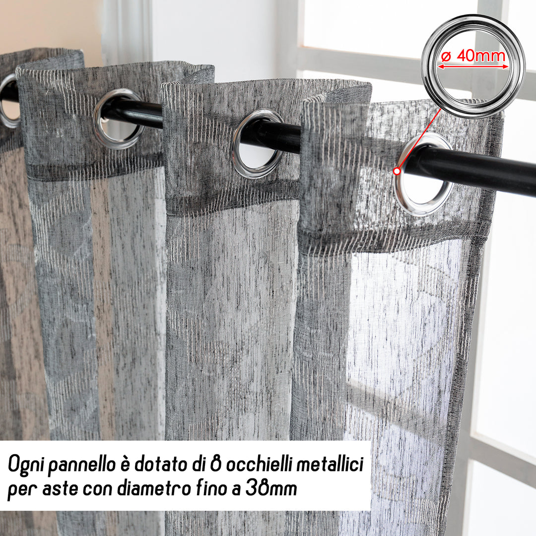 TENDA SEMI FILTRANTE SIMIL LINO FANTASIA ROMBICA 1 PANNELLO 140X280CM ANTRACITE