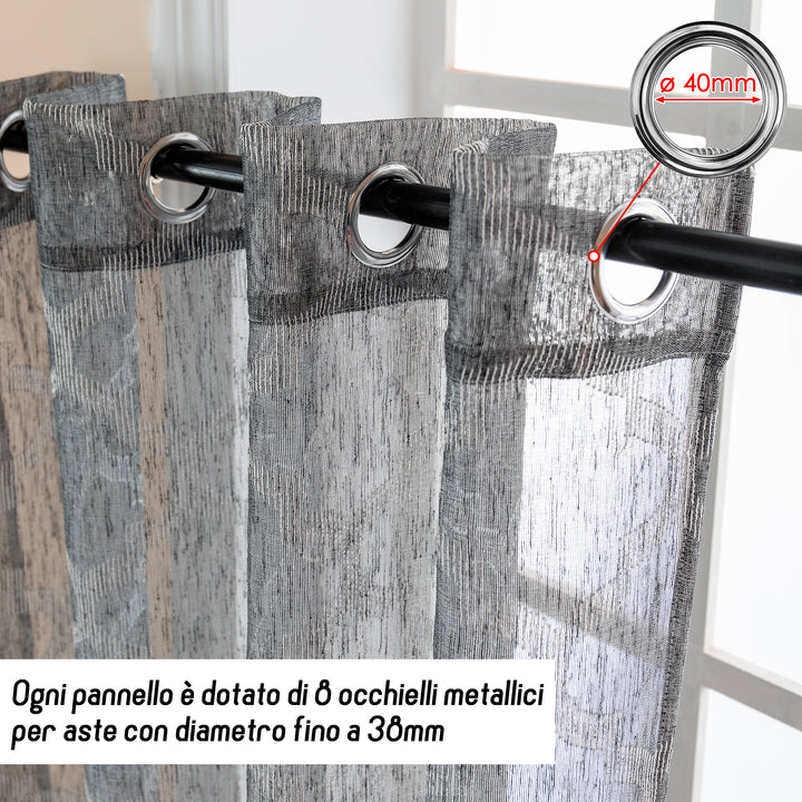 TENDA SEMI FILTRANTE SIMIL LINO FANTASIA ROMBICA 1 PANNELLO 140X280CM ANTRACITE