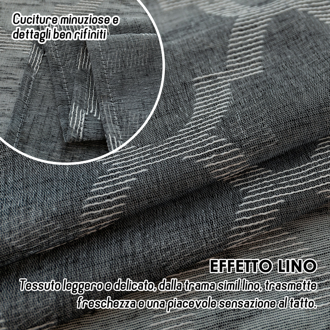 TENDA SEMI FILTRANTE SIMIL LINO FANTASIA ROMBICA 1 PANNELLO 140X280CM ANTRACITE