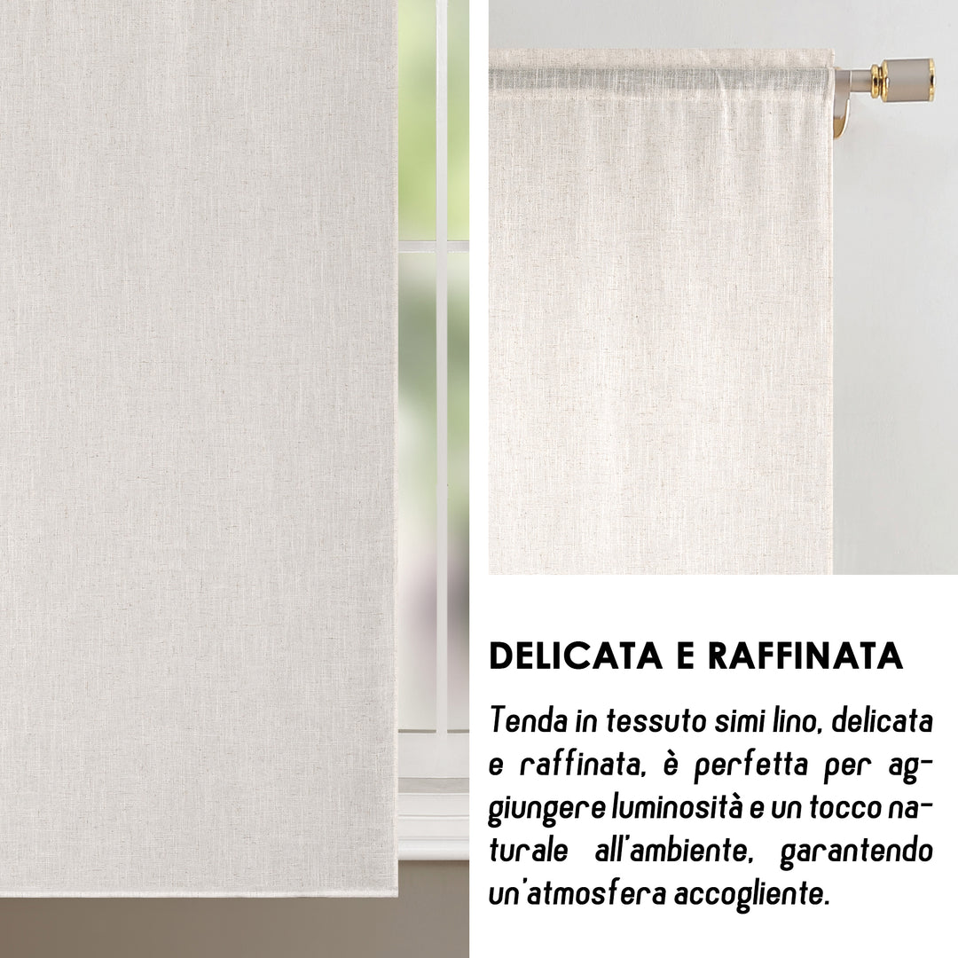 COPPIA TENDE CRETA SEMI FILTRANTI SIMIL LINO 2X55X130CM NATURALE
