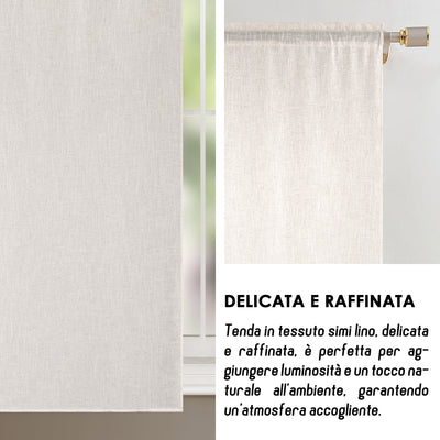 COPPIA TENDE CRETA SEMI FILTRANTI SIMIL LINO 2X90X150CM NATURALE