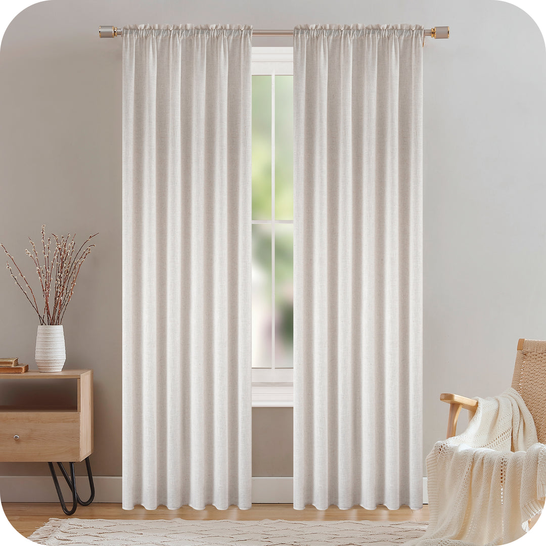 TENDA CRETA SEMI FILTRANTE SIMIL LINO 1 PANNELLO 140X220CM NATURALE