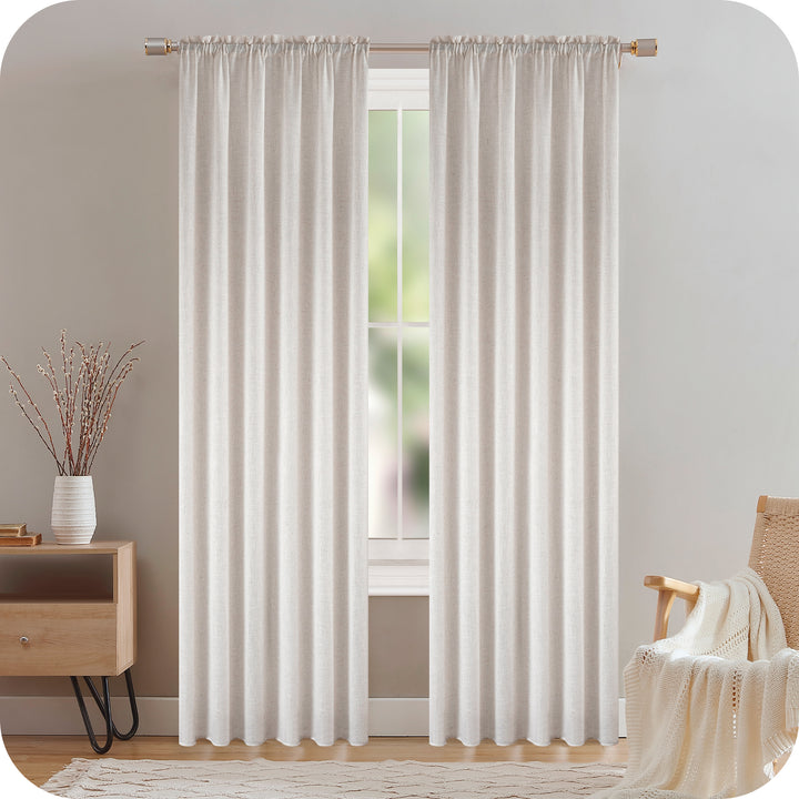 TENDA CRETA SEMI FILTRANTE SIMIL LINO 1 PANNELLO 140X220CM NATURALE