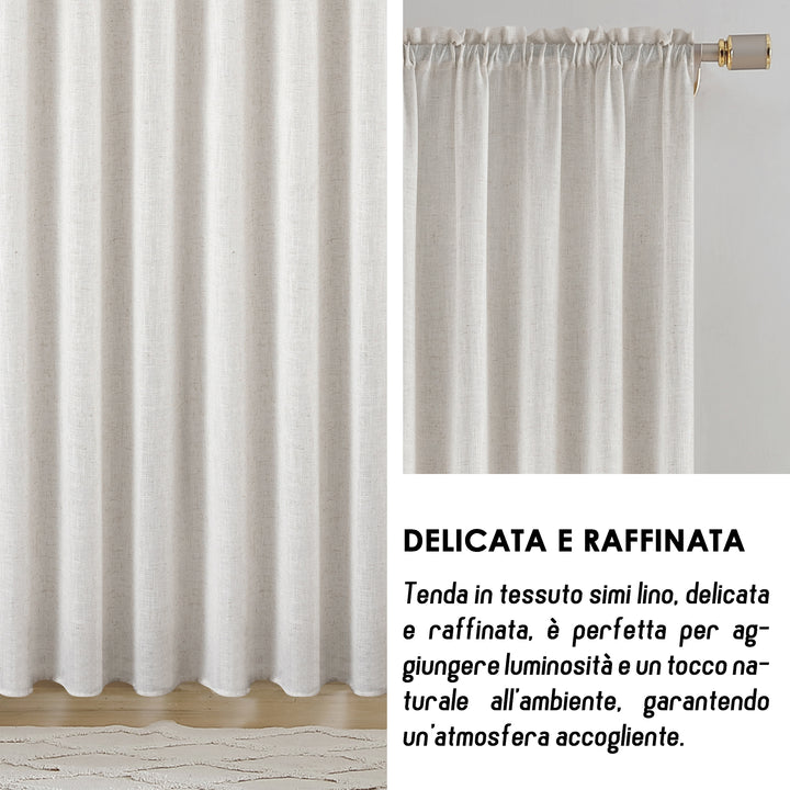 TENDA CRETA SEMI FILTRANTE SIMIL LINO 1 PANNELLO 140X220CM NATURALE