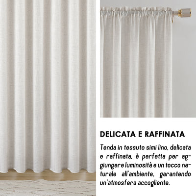 TENDA CRETA SEMI FILTRANTE SIMIL LINO 1 PANNELLO 140X300CM NATURALE