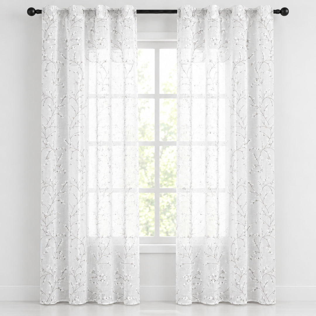 COPPIA TENDE ANTIGUA SEMI FILTRANTI FANTASIA MAGNOLIA 2X55X240CM BIANCO