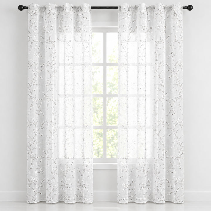COPPIA TENDE ANTIGUA SEMI FILTRANTI FANTASIA MAGNOLIA 2X55X240CM BIANCO