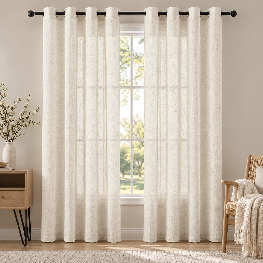 TENDA CRETA SEMI FILTRANTE SIMIL LINO CON OCCHIELLI 1 PANNELLO 140X280CM NATURALE