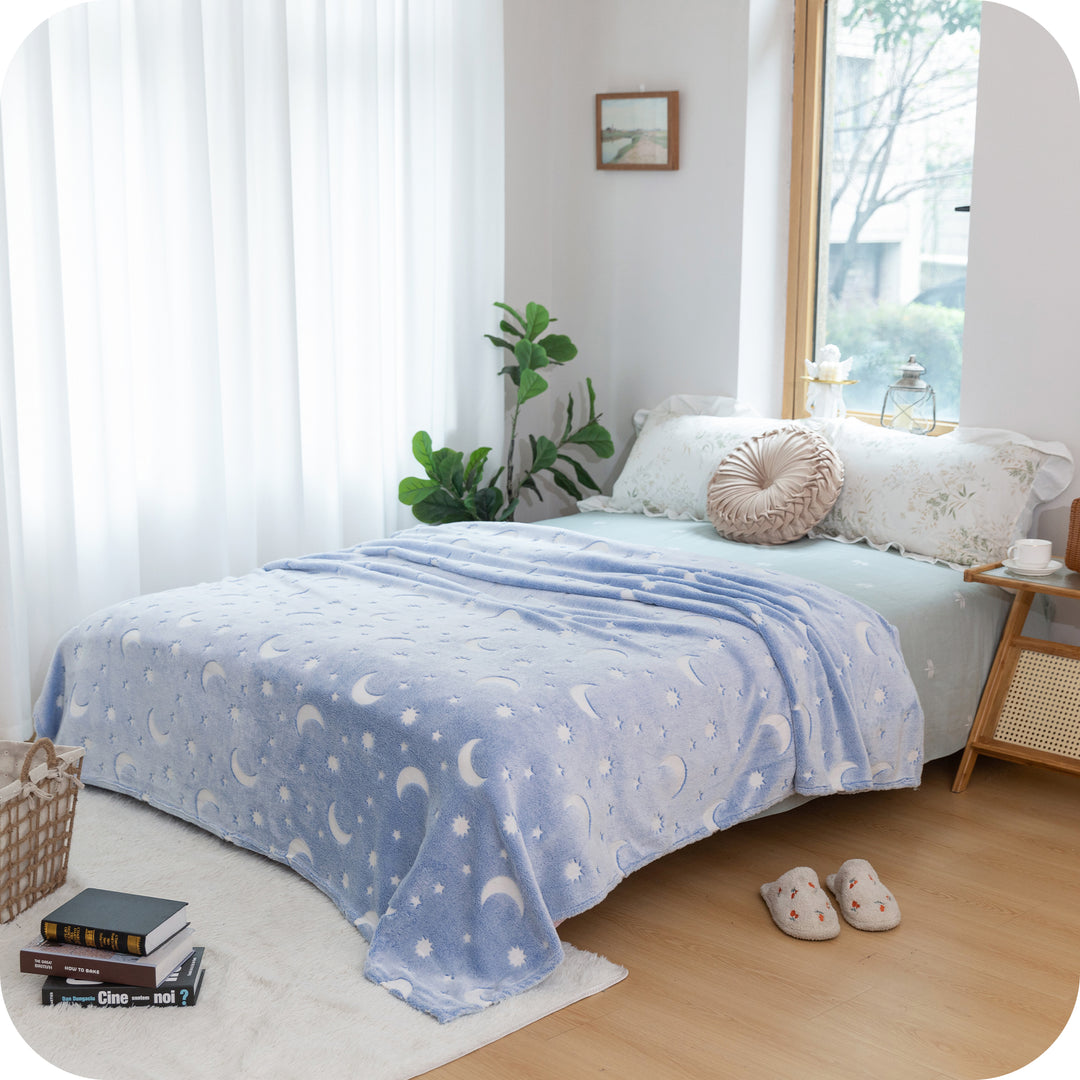 COPERTA STOCCOLMA FANTASIA LUNE E STELLE GLOW-IN-THE-DARK
