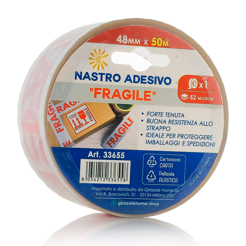 NASTRO ADESIVO FRAGILE 48MM 50 METRI