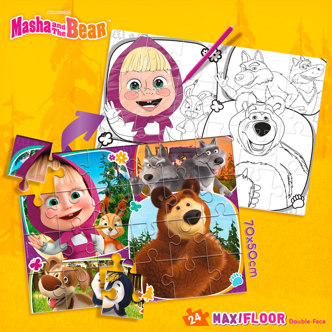 PUZZLE DOUBLE-FACE MAXI FLOOR 24 PEZZI - MASHA E ORSO