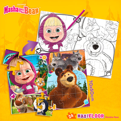 PUZZLE DOUBLE-FACE MAXI FLOOR 24 PEZZI - MASHA E ORSO