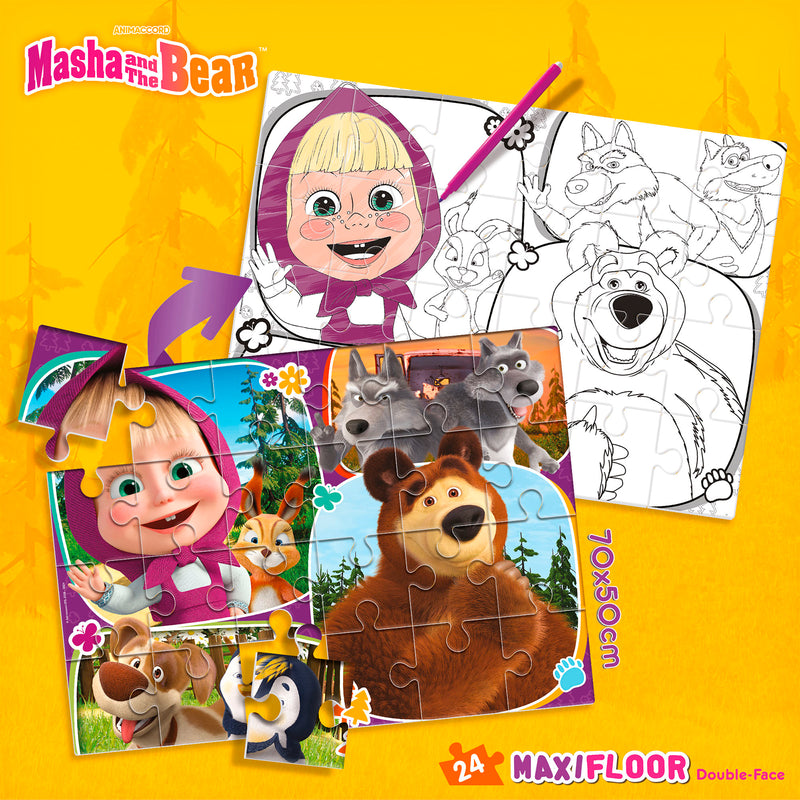 PUZZLE DOUBLE-FACE MAXI FLOOR 24 PEZZI - MASHA E ORSO