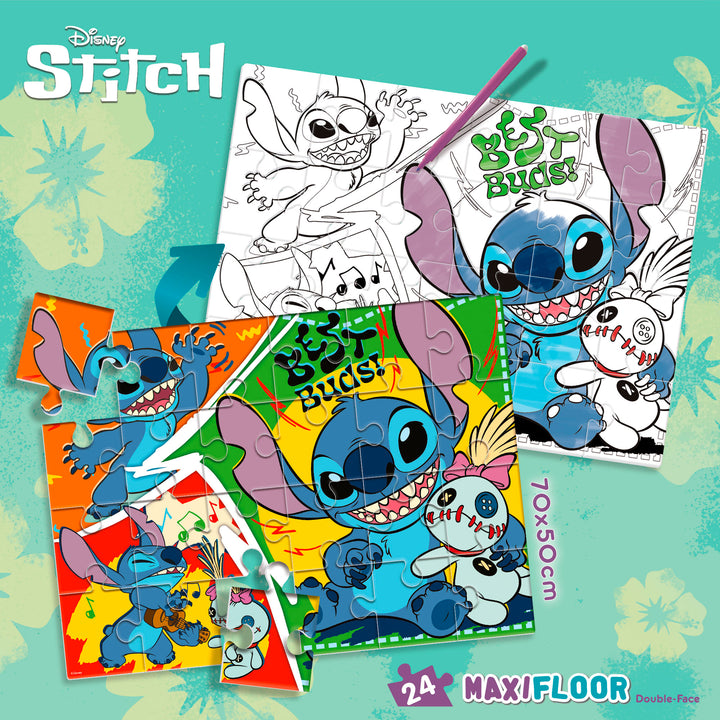 PUZZLE DOUBLE-FACE MAXI FLOOR 24 PEZZI - LILO &amp; STITCH