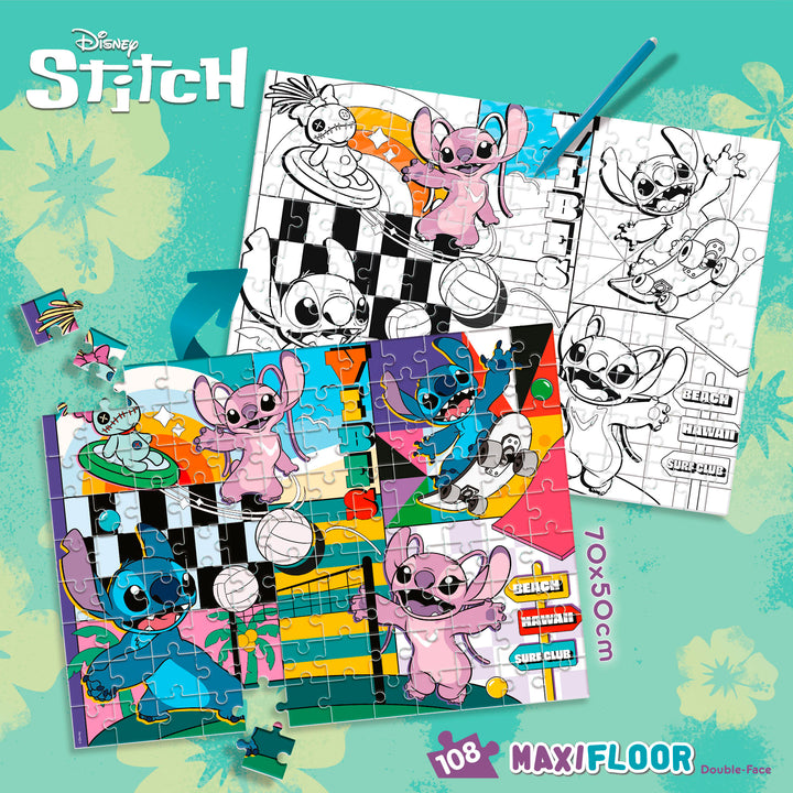 PUZZLE DOUBLE-FACE MAXI FLOOR 108 PEZZI - LILO &amp; STITCH