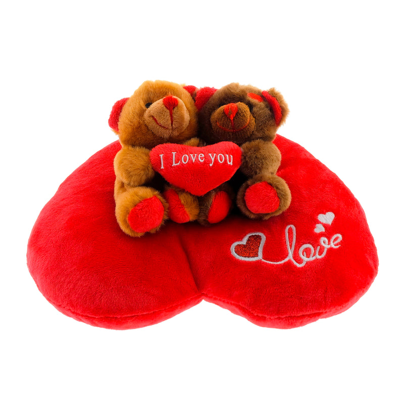 PELUCHE CUORE 20CM CON COPPIA ORSETTI