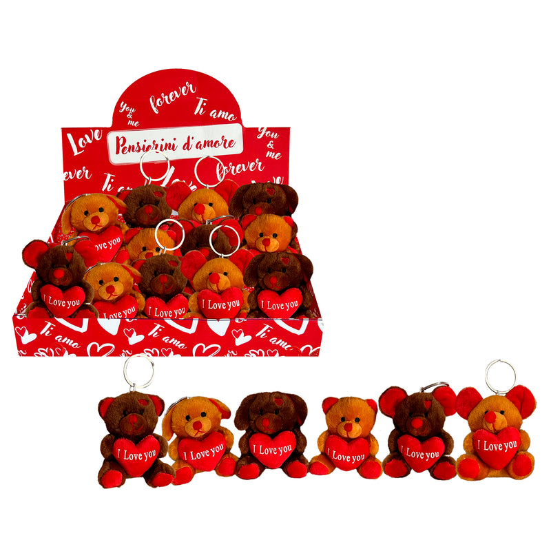 PELUCHE ANIMALETTO CON CUORE E PORTACHIAVI 9CM